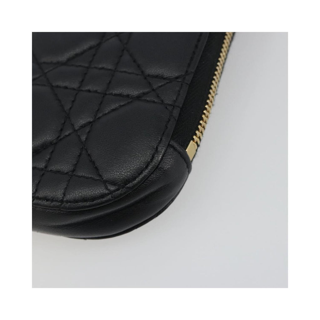 Sac Porté Épaule Christian Dior Lady Dior Phone Holder On Chain Cuir - Noir