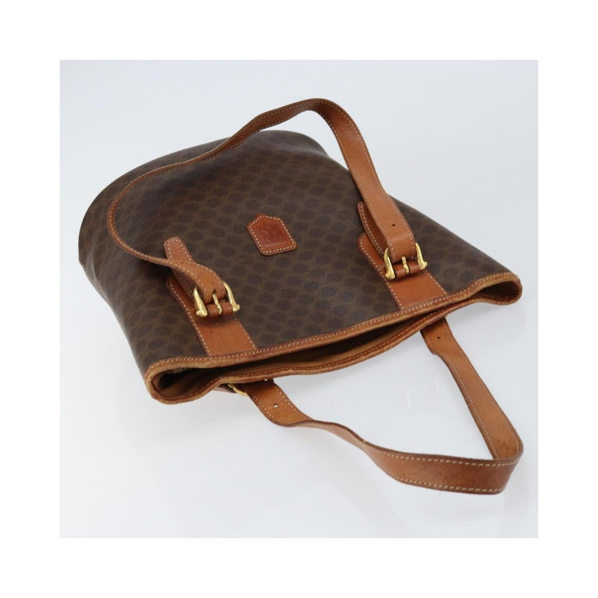 Cabas Celine Vintage Macadam Shopper Tote Toile - Marron