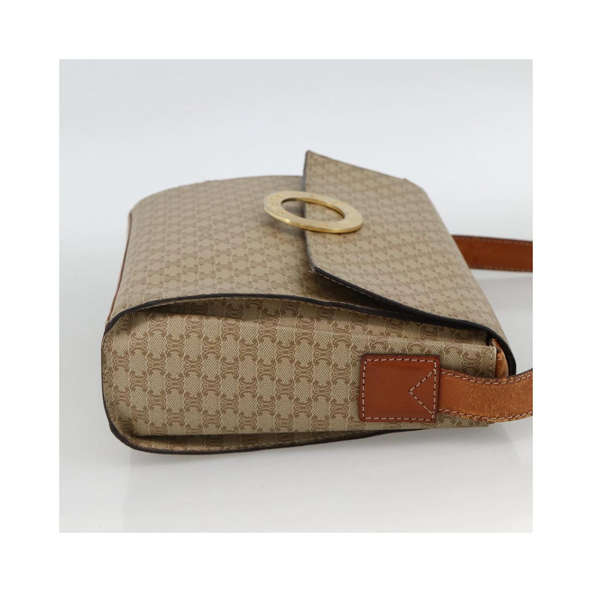 Sac Porté Épaule Celine Vintage Macadam Circle Logo Toile - Beige
