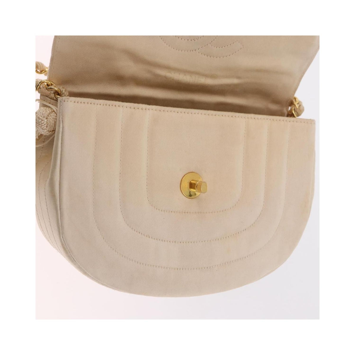 Chanel - Sac Porté Épaule Vintage Round Flap Satin - Beige