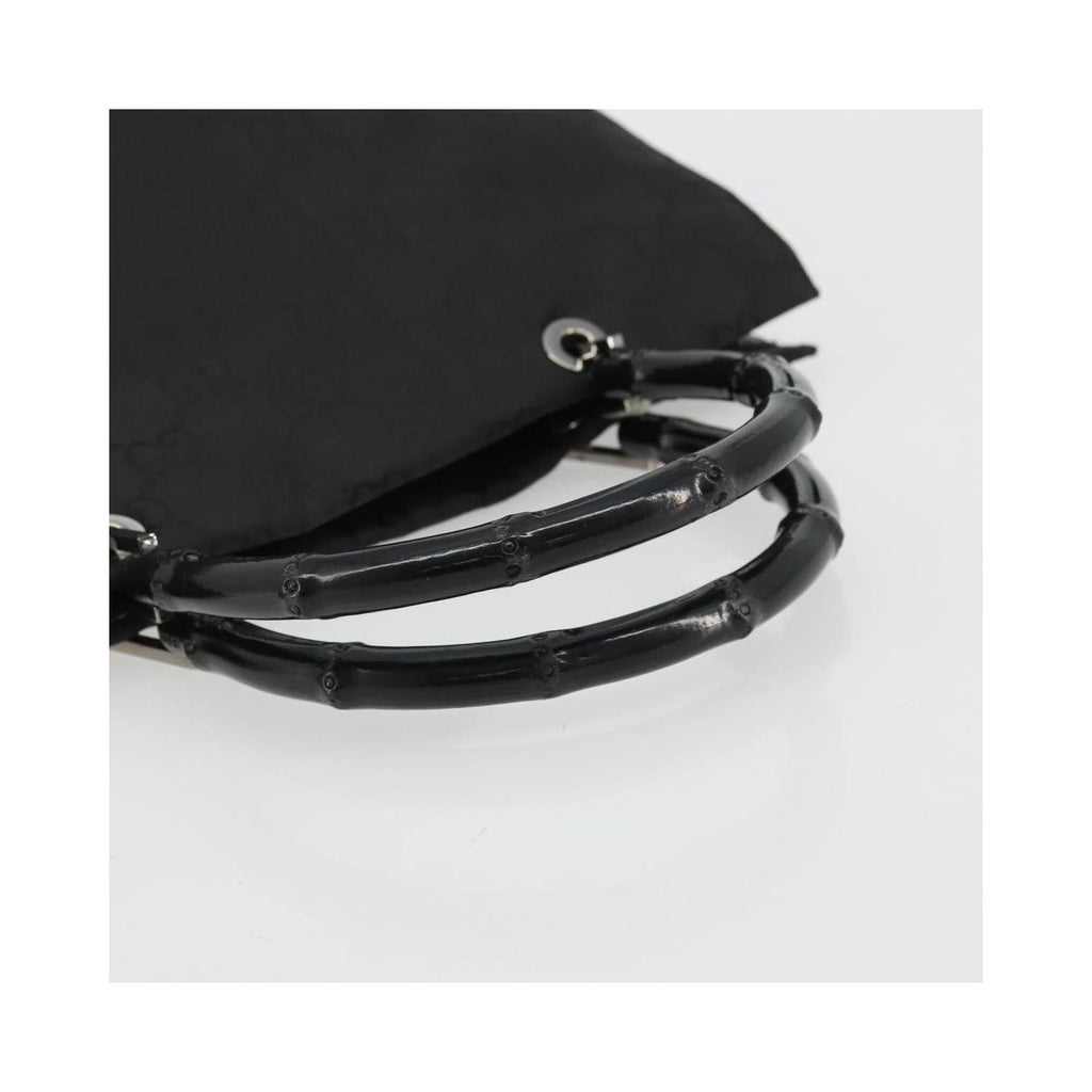 Cabas Gucci Vintage Bamboo Handle Tote Toile - Noir