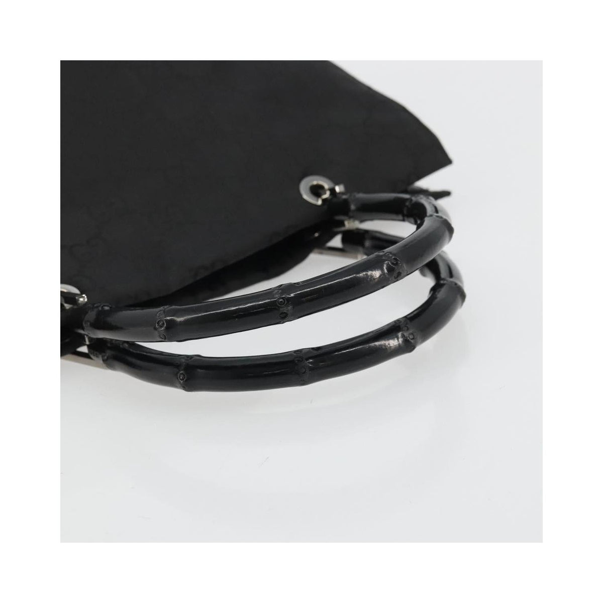 Cabas Gucci Vintage Bamboo Handle Tote Toile - Noir