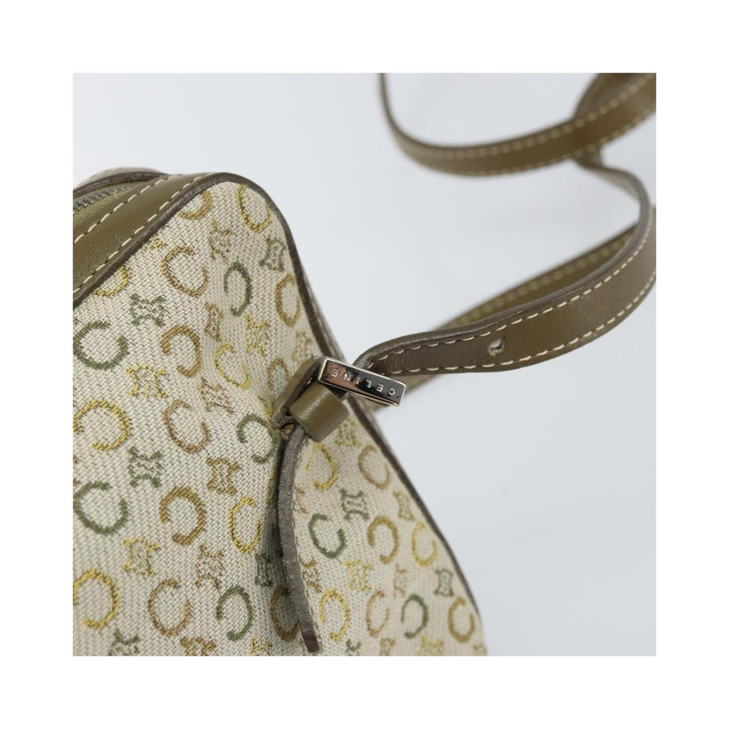 Sac Porté Épaule Celine C Macadam Shoulder Bag Toile - Kaki
