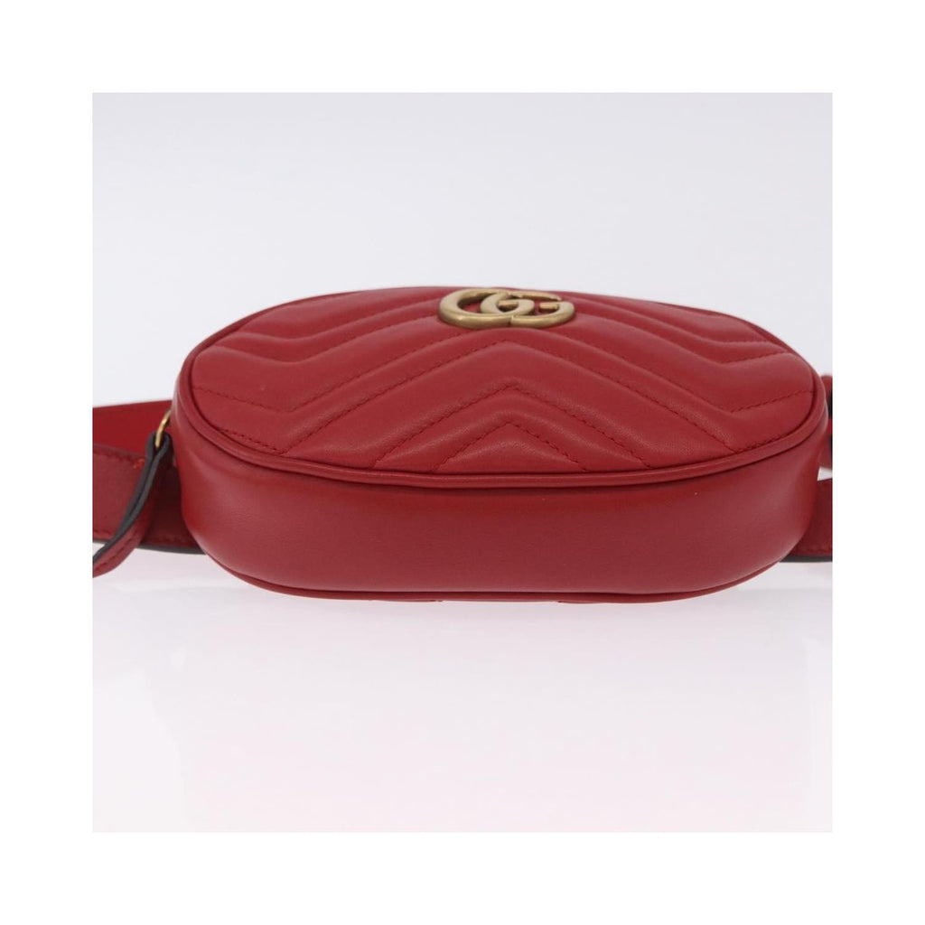 Sac À Main Gucci Gg Marmont Belt Cuir - Rouge