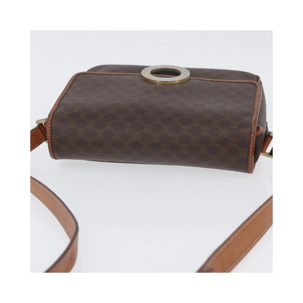 Borsa a spalla Celine Vintage Macadam Circle Logo in tela - Marrone