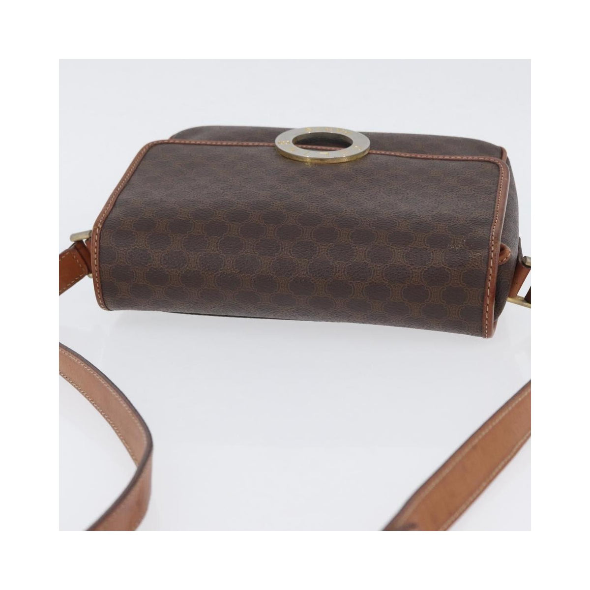 Borsa a spalla Celine Vintage Macadam Circle Logo in tela - Marrone