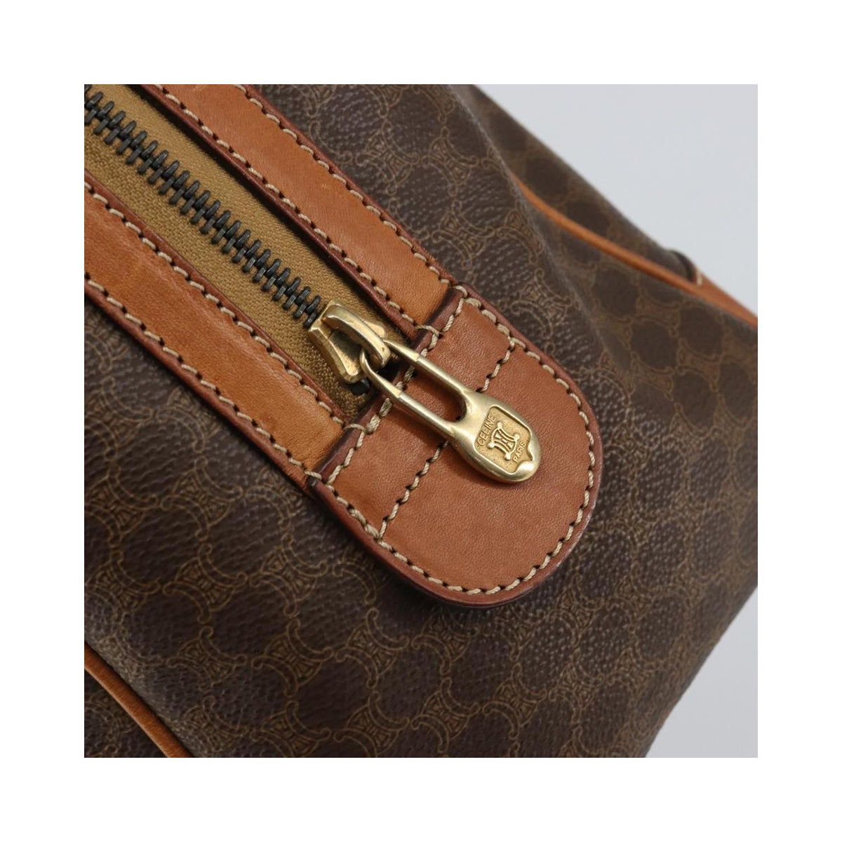 Sac Porté Épaule Celine Macadam Handbag Toile - Marron