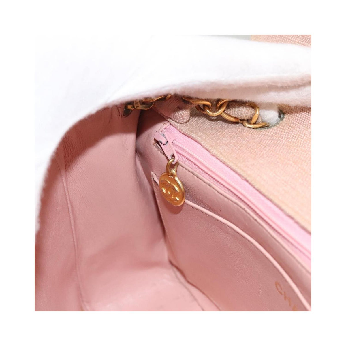 Sac Porté Épaule Chanel Vintage Diana Flap Small Toile - Rose