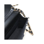 Sac Porté Épaule Chanel Flap Card Holder On Chain Satin - Beige