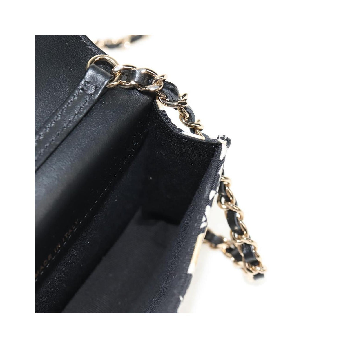 Sac Porté Épaule Chanel Flap Card Holder On Chain Satin - Beige