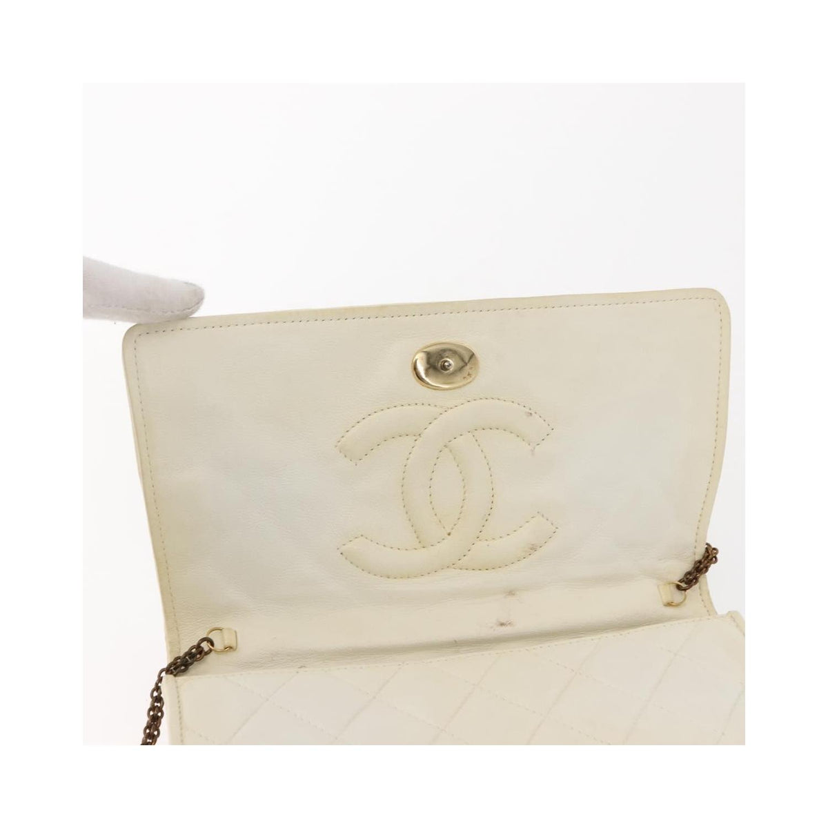 Pochette Chanel Full Flap Wallet On Chain Cuir - Blanc