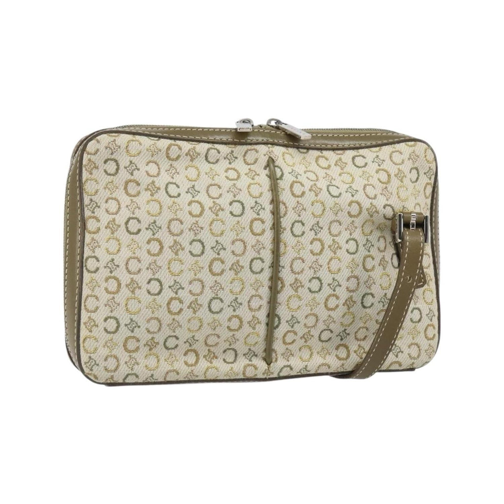 Sac Porté Épaule Celine C Macadam Shoulder Bag Toile - Kaki
