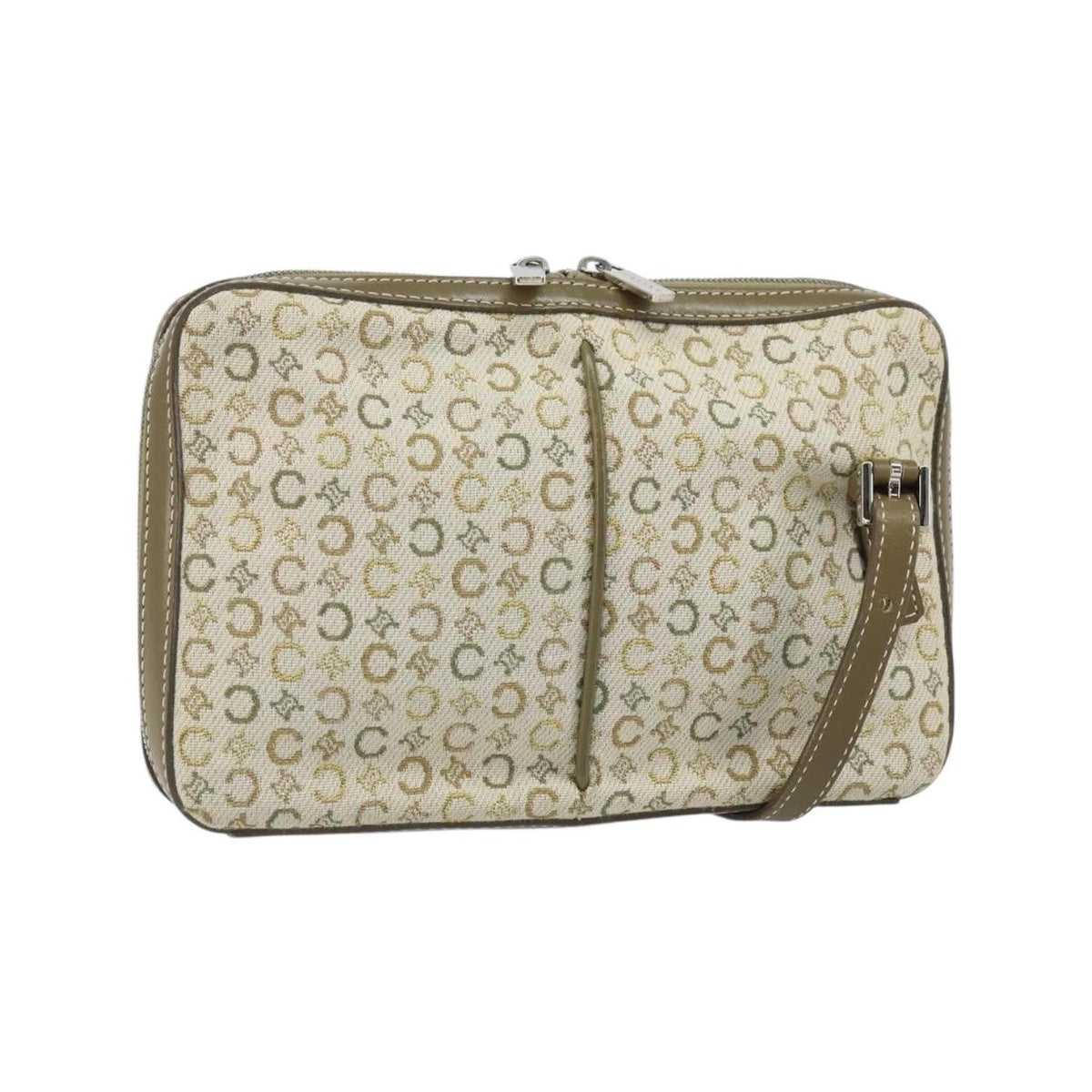 Sac Porté Épaule Celine C Macadam Shoulder Bag Toile - Kaki