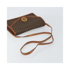 Celine - Vintage Macadam Circle Logo Axelremsväska I Canvas - Brun