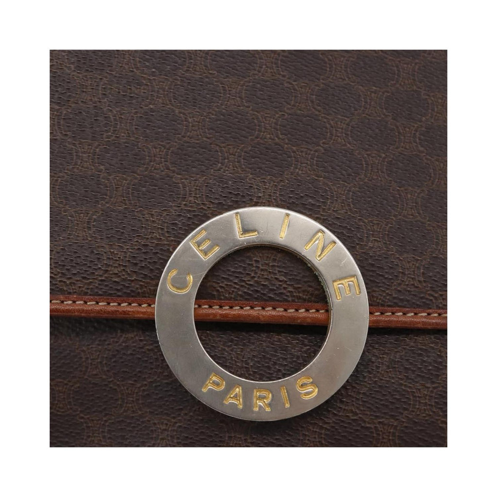Borsa a spalla Celine Vintage Macadam Circle Logo in tela - Marrone