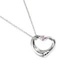 Tiffany & Co. Elsa Peretti Open Heart Pendant Necklace Sterling Silver with Pink Sapphire 16mm