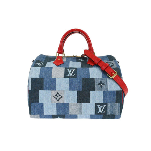 Louis Vuitton Speedy Bandouliere Bolso Damier y Monogram Patchwork Denim 30