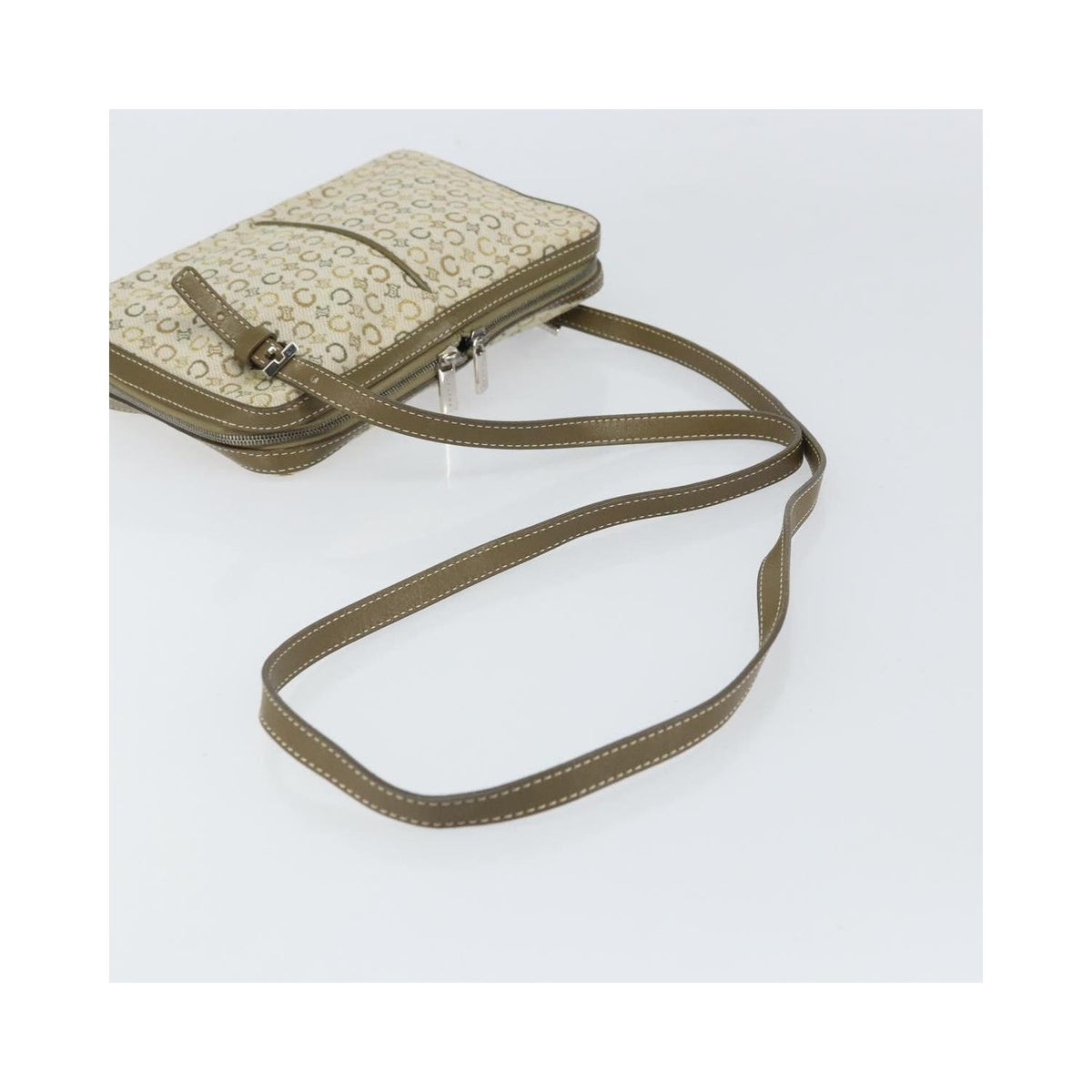 Sac Porté Épaule Celine C Macadam Shoulder Bag Toile - Kaki