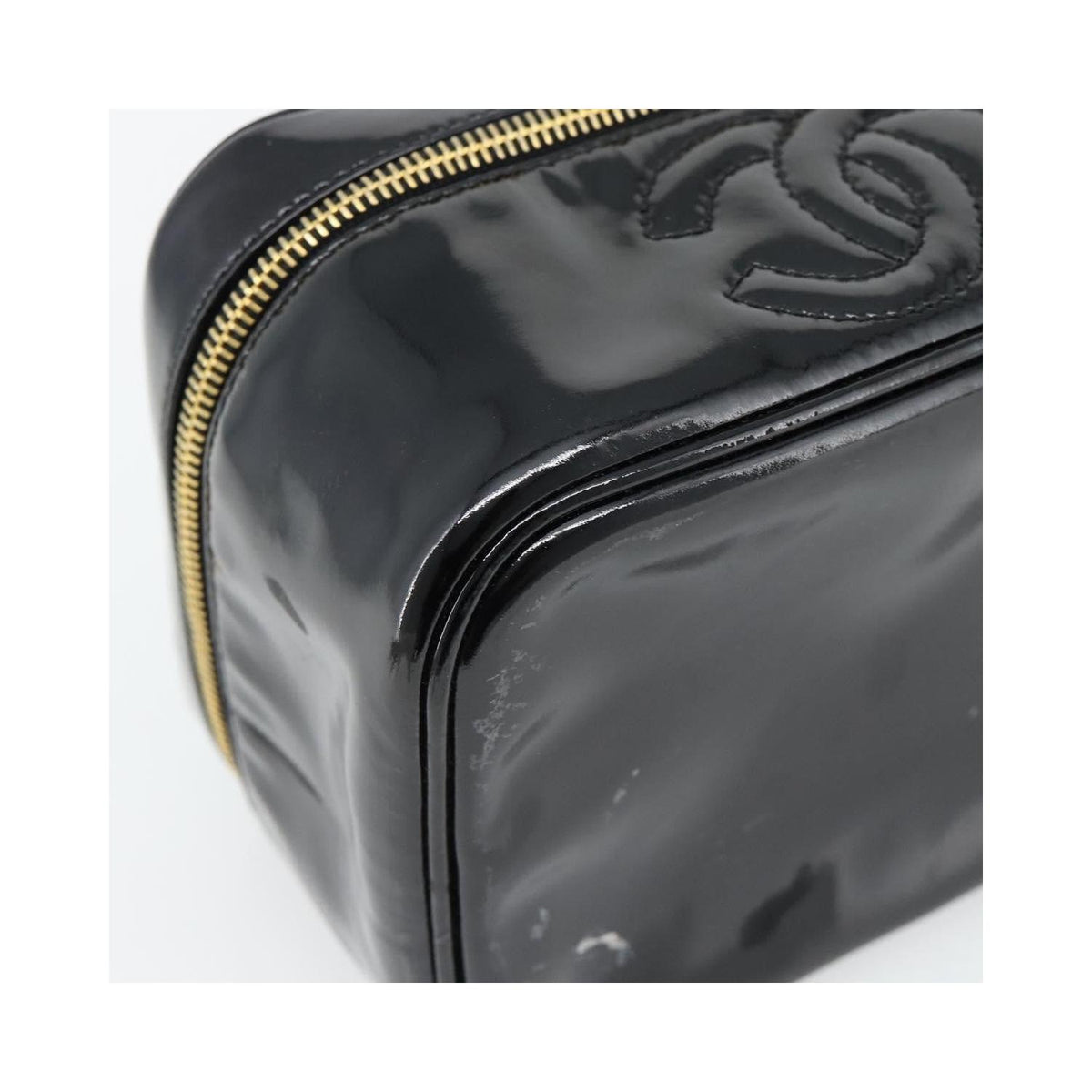 Sac À Main Chanel Vintage Timeless Cosmetic Case Small Cuir Verni - Noir