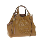 Sac Porté Épaule Gucci Soho Convertible Shoulder Bag Small Cuir Verni - Beige