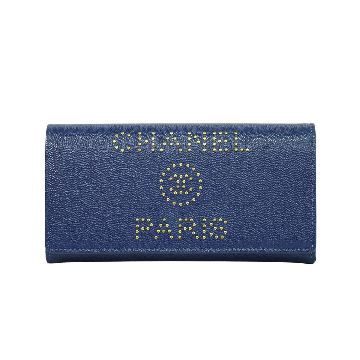 Portefeuille Chanel Deauville Flap Wallet Long Cuir - Bleu Marine
