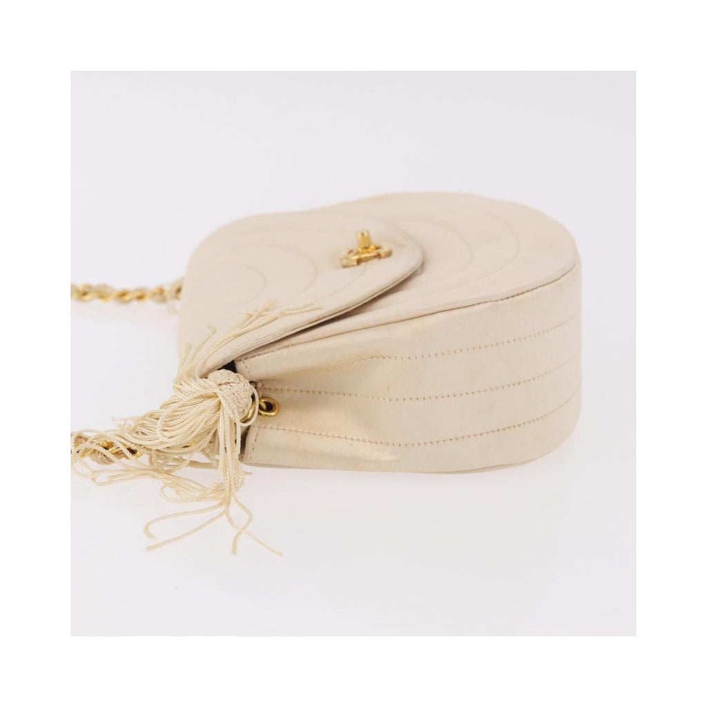 Chanel - Sac Porté Épaule Vintage Round Flap Satin - Beige