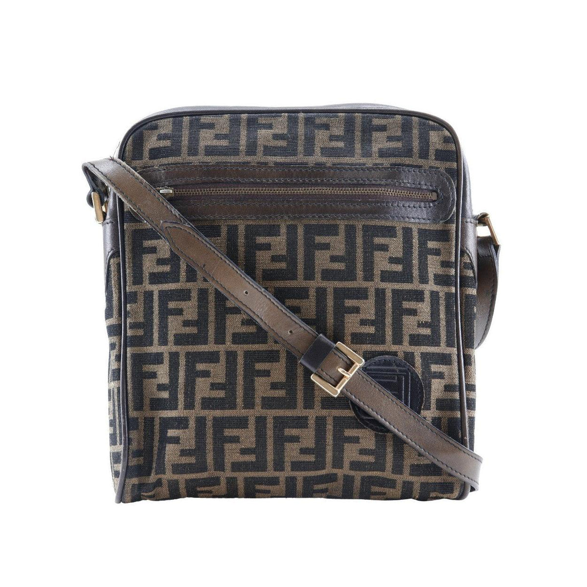 Sac Porté Épaule Fendi Logo Zucca Shoulder Bag Toile - Marron