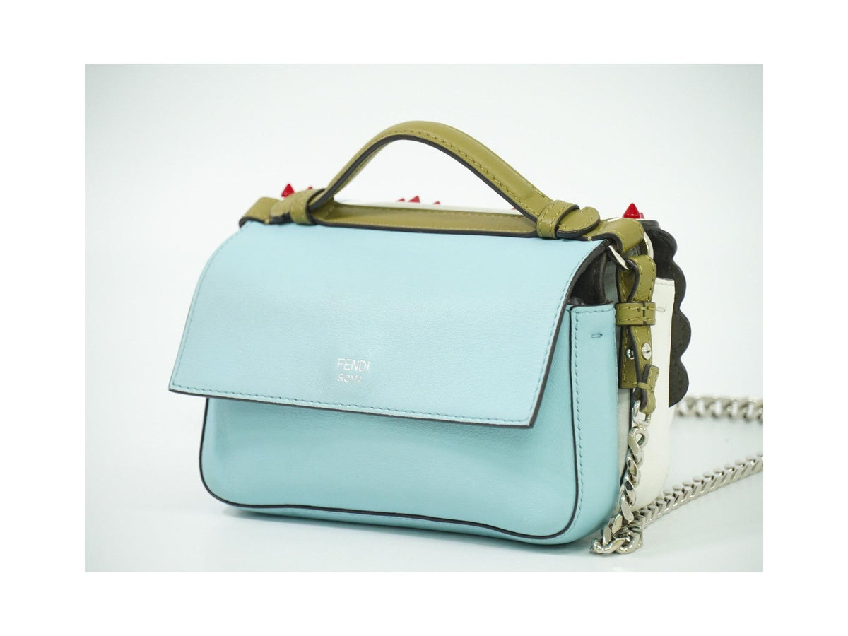 Sac Porté Épaule Fendi Double Baguette Micro Cuir - Blanc