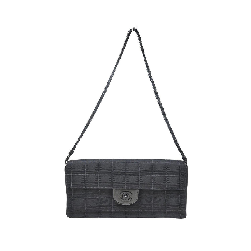 Sac Porté Épaule Chanel Travel Line Flap East West Nylon - Noir