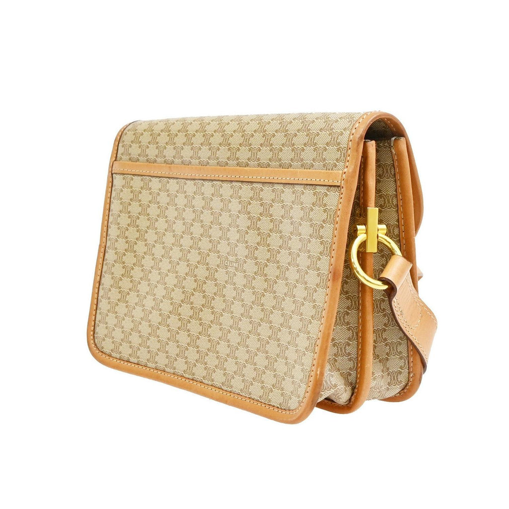 Bolso de hombro Celine Vintage Macadam con logo circular de PVC - Beige
