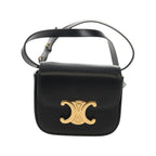 Sac À Main Celine Vintage Triomphe Shoulder Medium Cuir - Noir