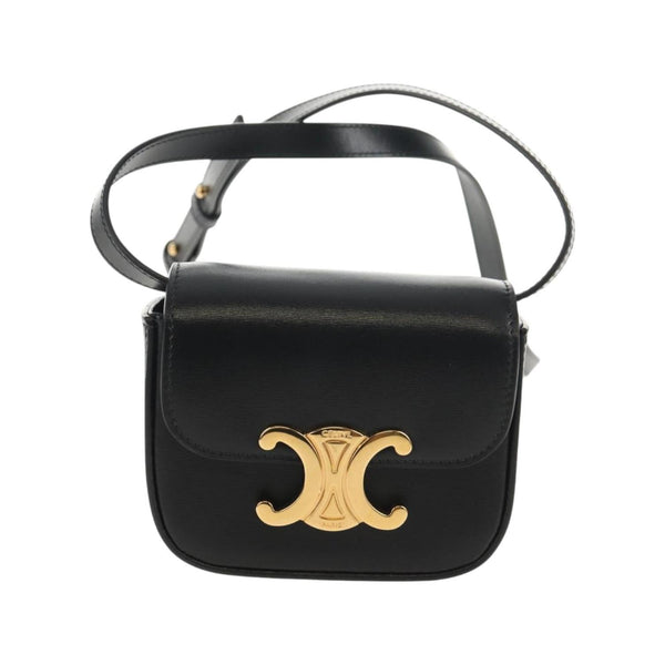 Celine – Vintage-Handtasche Triomphe Shoulder Medium Leder – Schwarz
