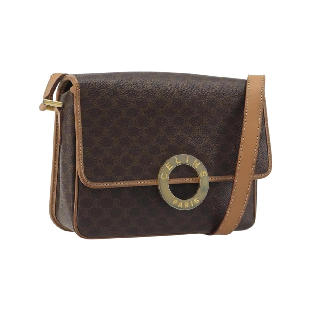 Sac Porté Épaule Celine Vintage Macadam Circle Logo Toile - Marron
