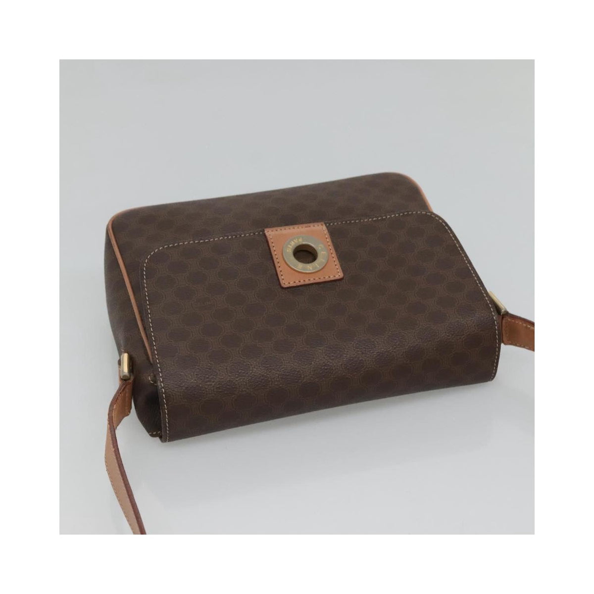 Sac Porté Épaule Celine Vintage Macadam Circle Logo Toile - Marron