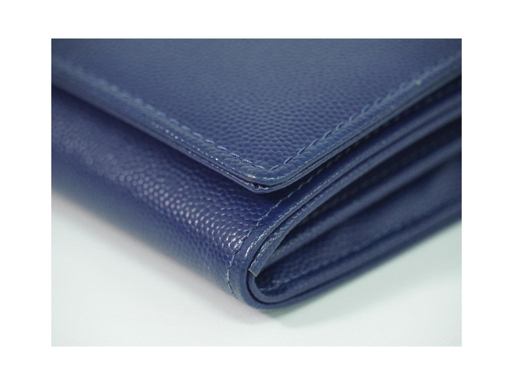 Portefeuille Chanel Deauville Flap Wallet Long Cuir - Bleu Marine
