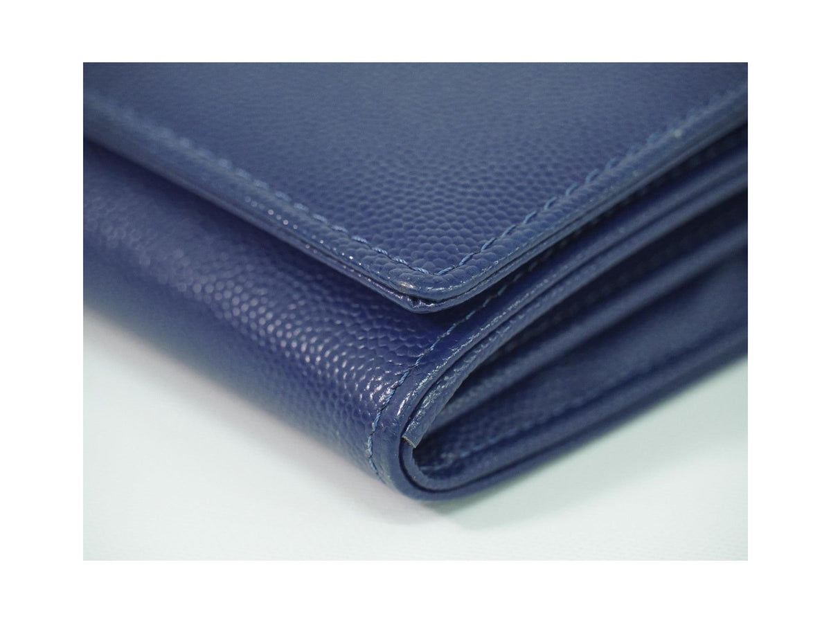 Portefeuille Chanel Deauville Flap Wallet Long Cuir - Bleu Marine