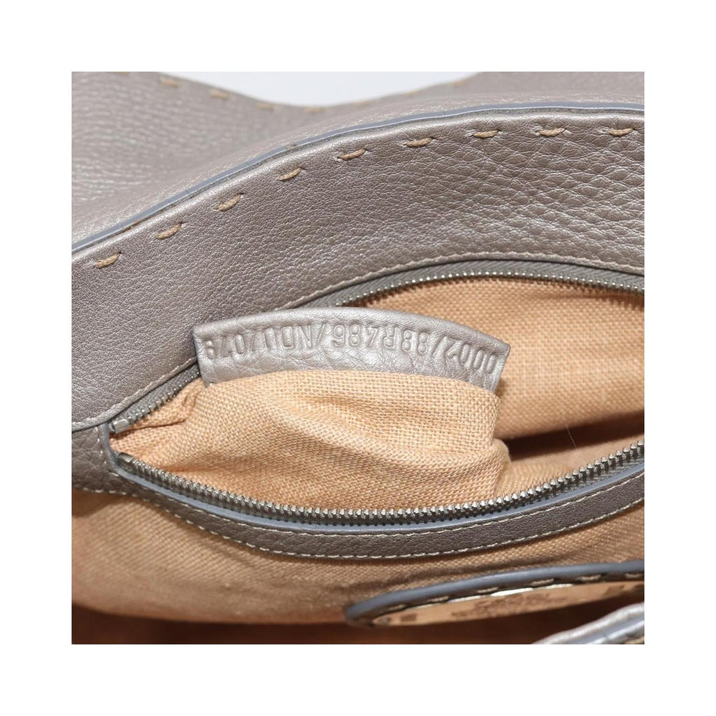 Sac À Main Fendi Selleria Linda Satchel Mini Cuir - Gris