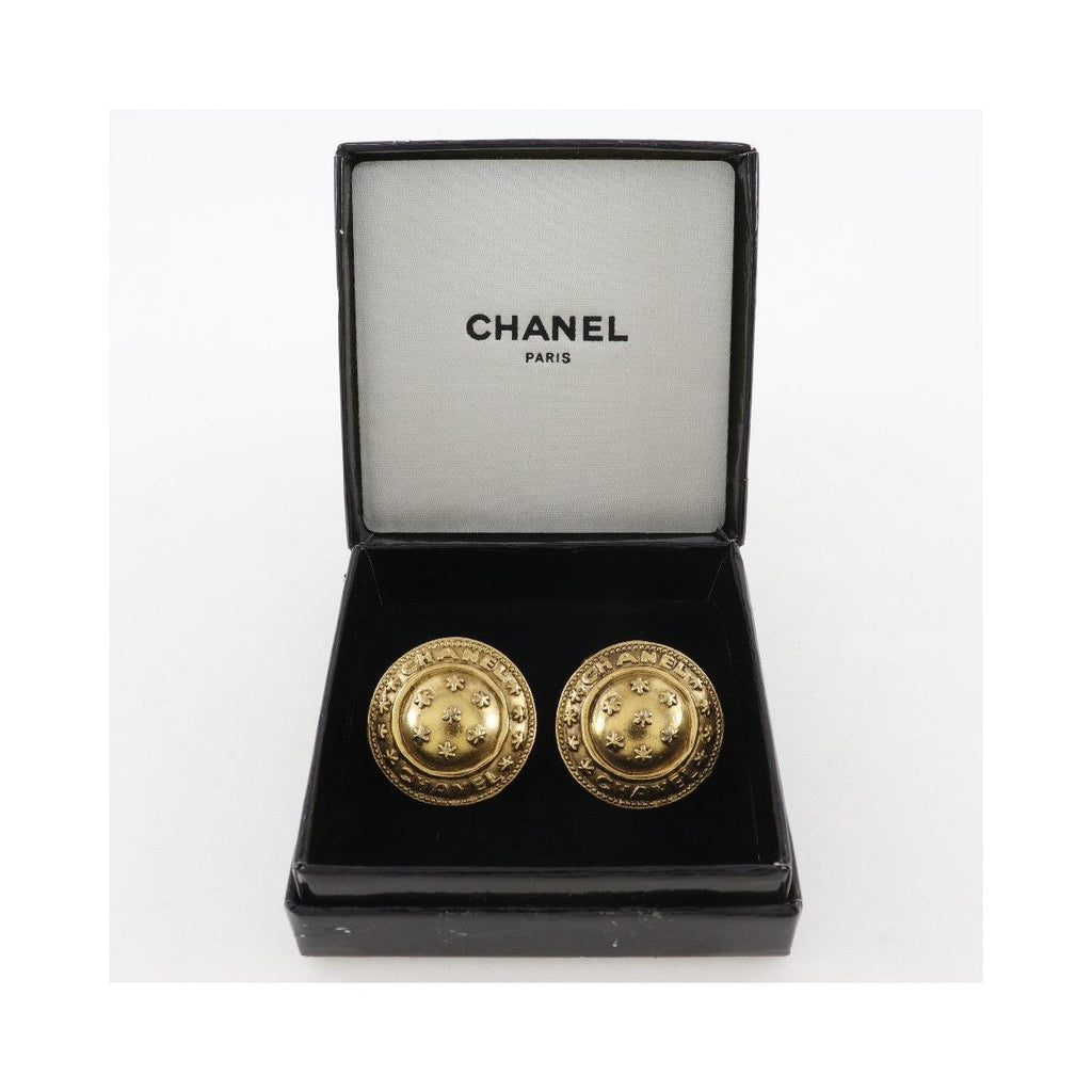 Boutons De Manchette Chanel Vintage Logo Round Cufflinks Gold_Plated - Or