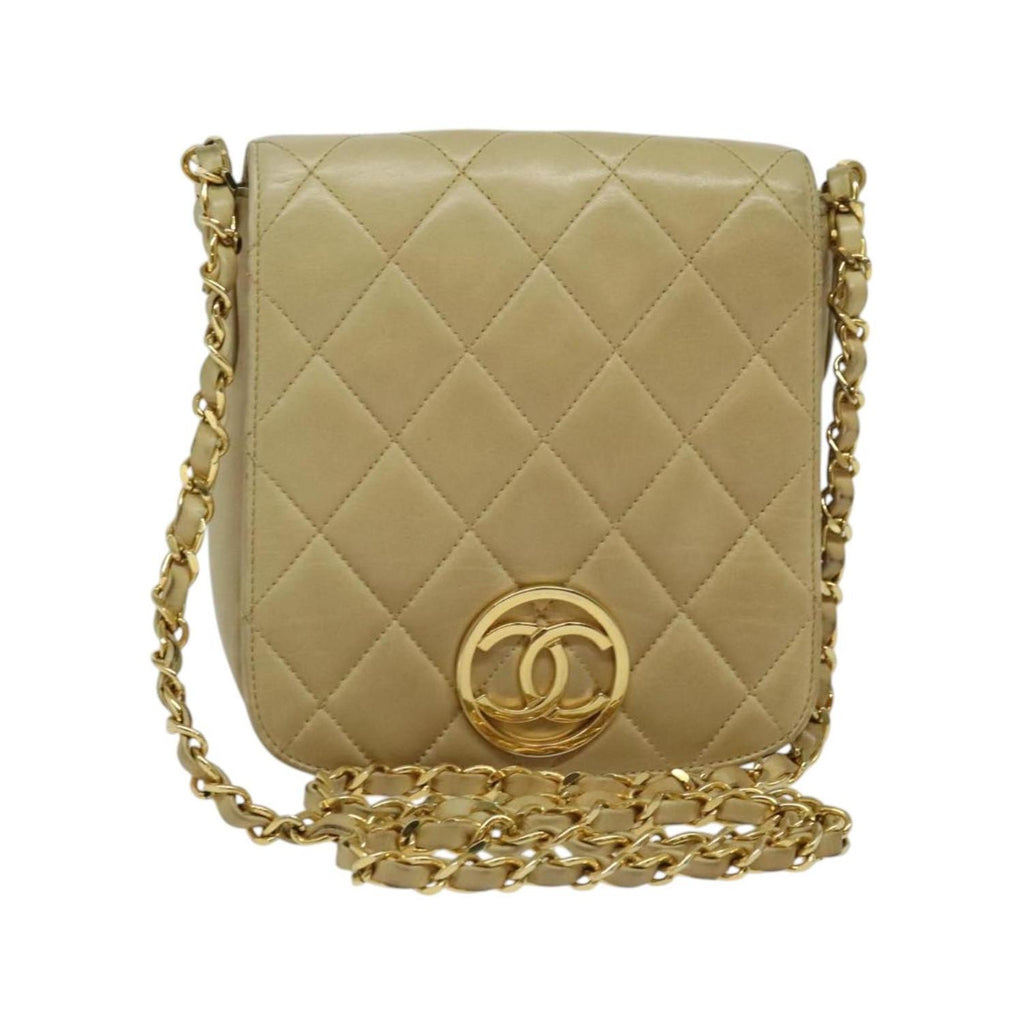 Chanel - Vintage CC Chain mini flap shoulder bag in leather - Beige