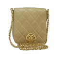 Chanel - Vintage CC Chain mini flap shoulder bag in leather - Beige