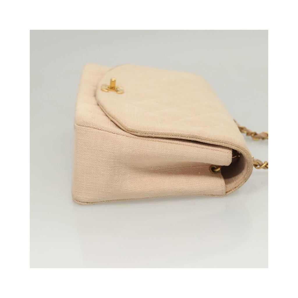 Sac Porté Épaule Chanel Vintage Diana Flap Small Toile - Rose