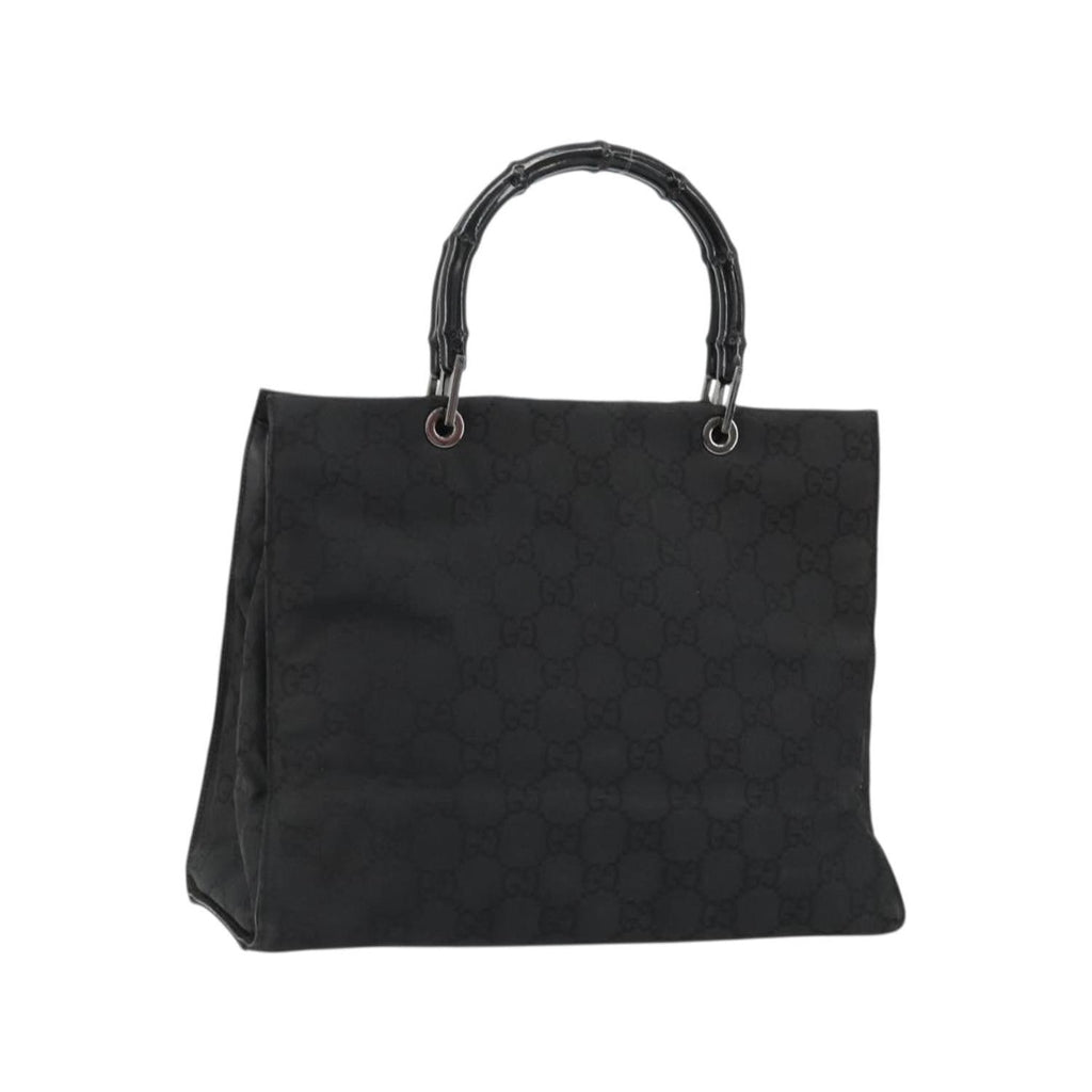 Cabas Gucci Vintage Bamboo Handle Tote Toile - Noir