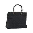 Cabas Gucci Vintage Bamboo Handle Tote Toile - Noir