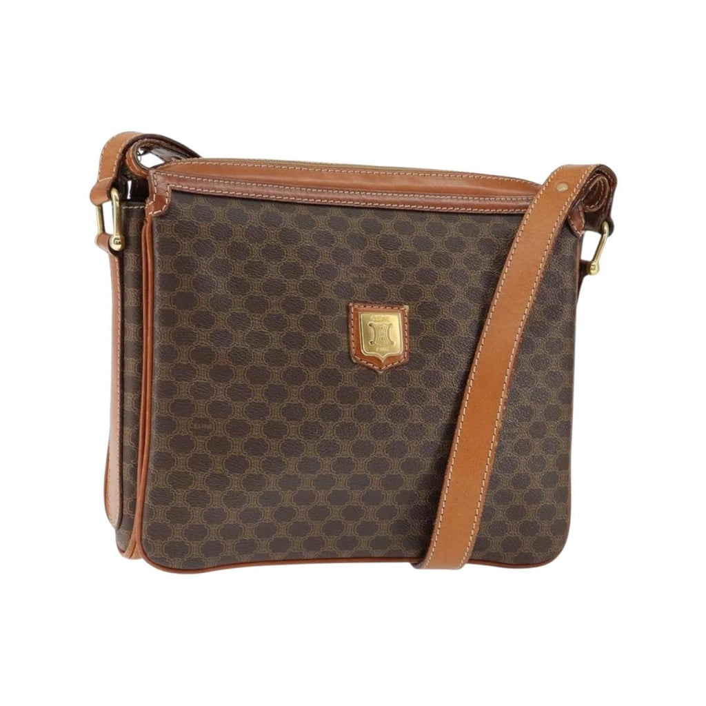 Sac Porté Épaule Celine Macadam Shoulder Bag Toile - Marron