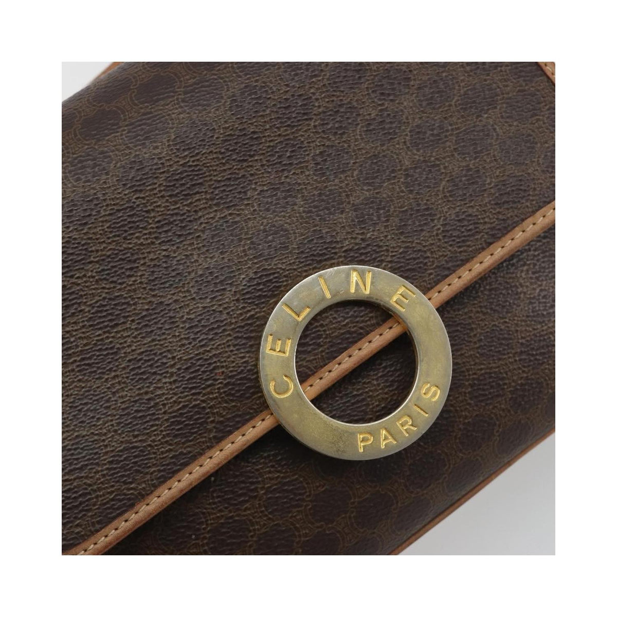 Sac Porté Épaule Celine Vintage Macadam Circle Logo Toile - Marron