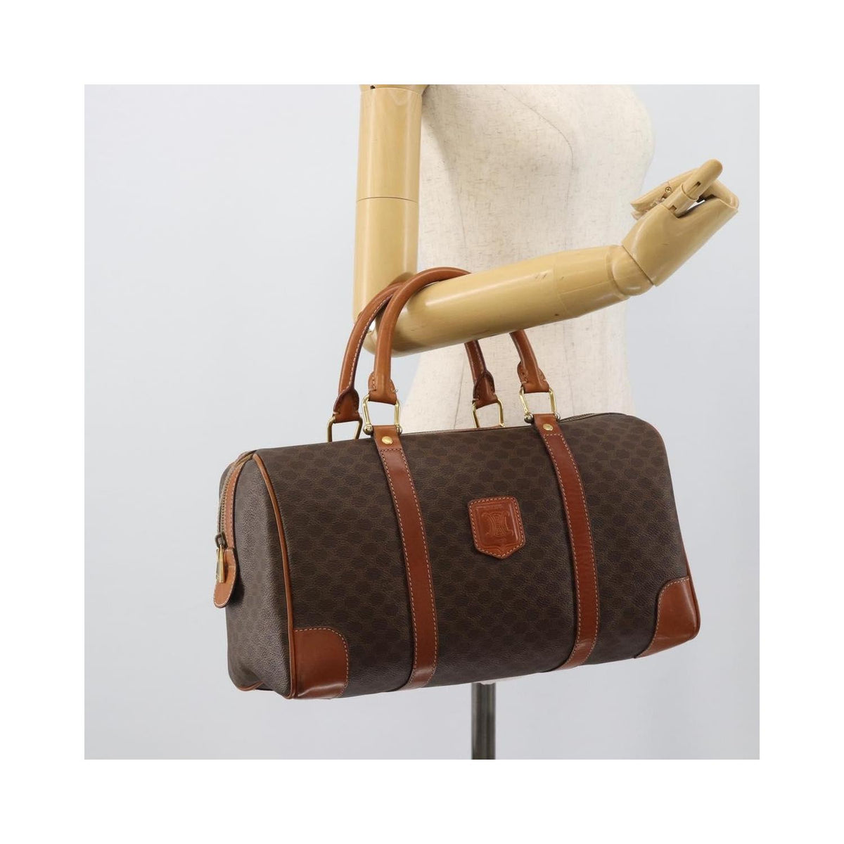 Sac À Main Celine Vintage Macadam Boston Toile - Marron