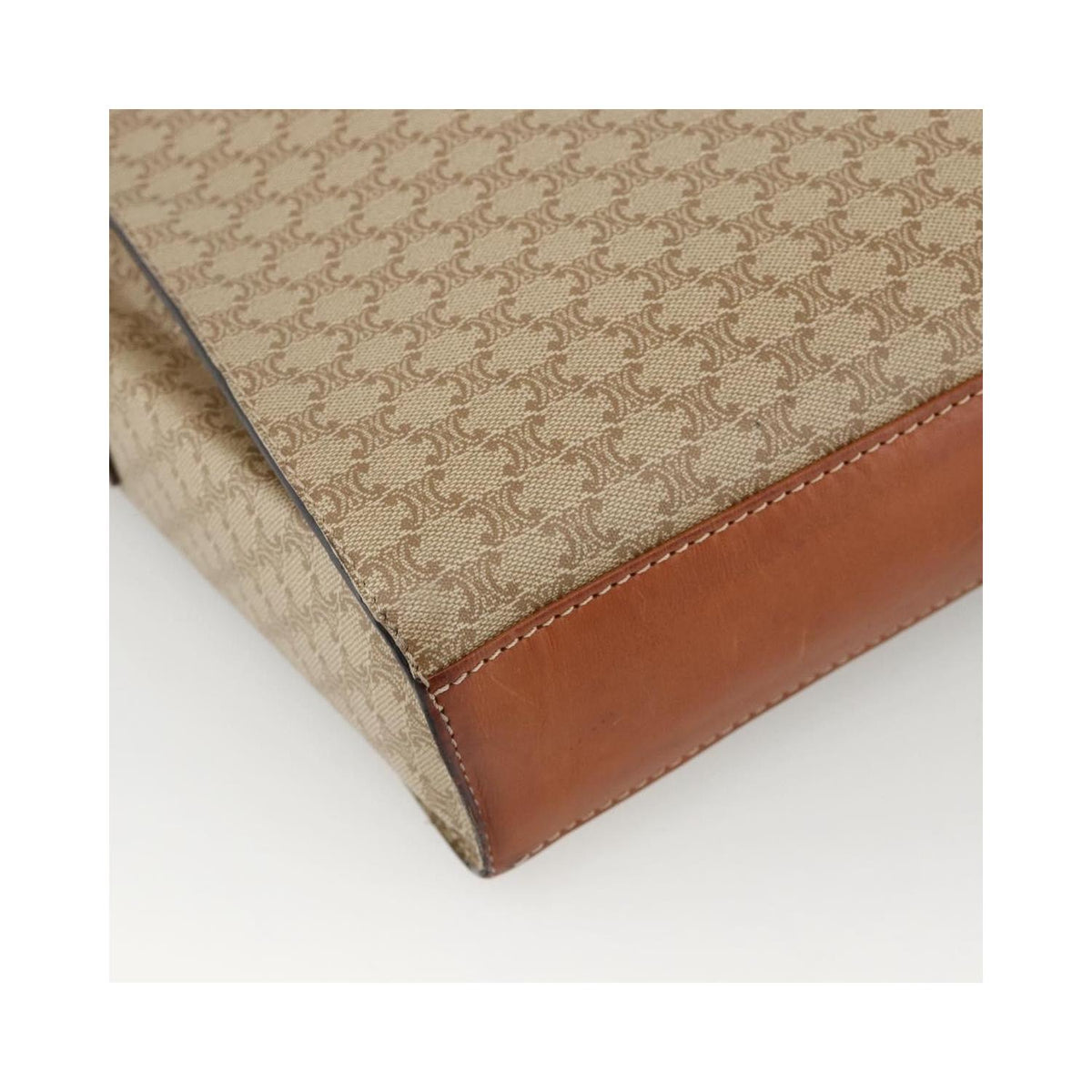 Sac Porté Épaule Celine Vintage Macadam Circle Logo Toile - Beige