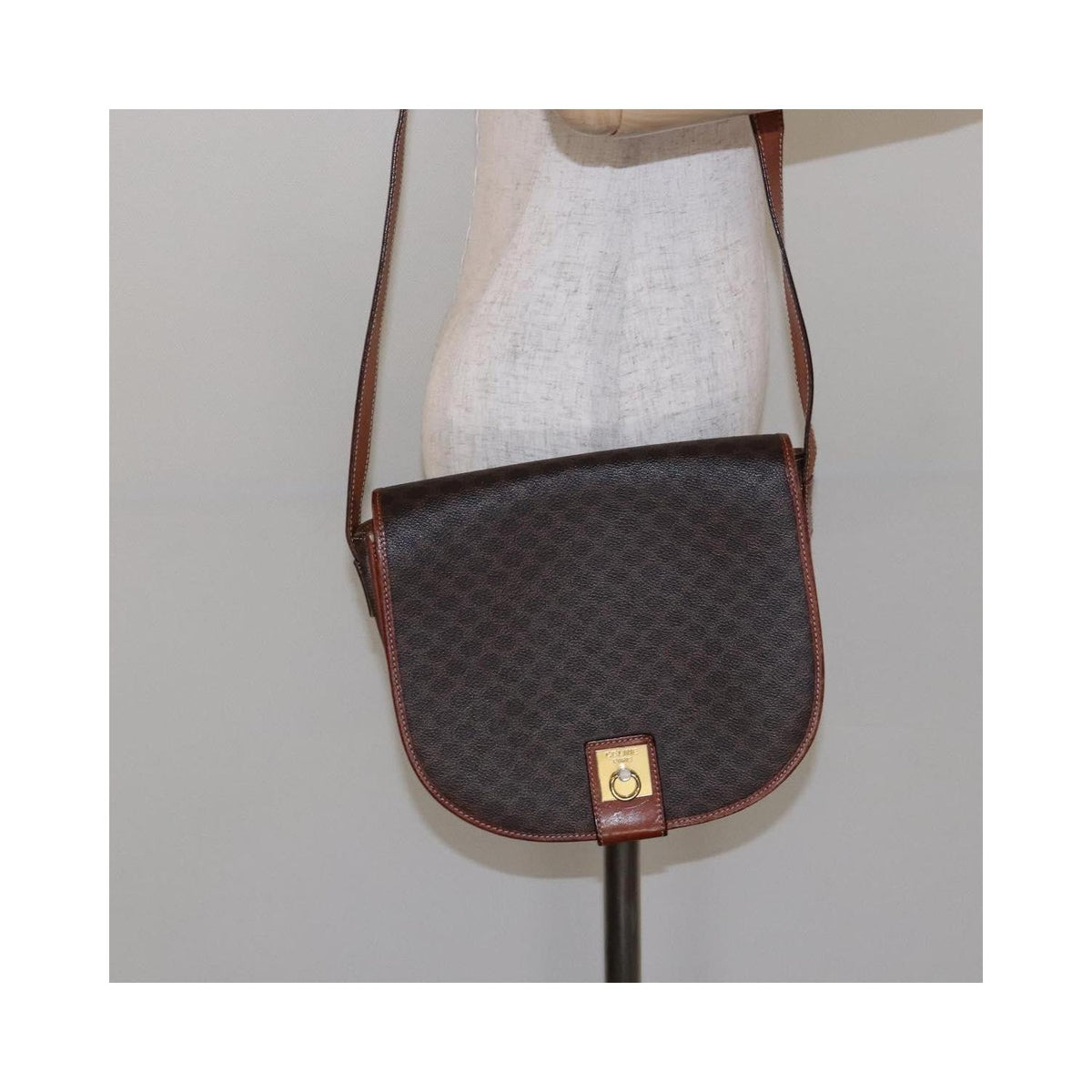 Sac Celine Macadam Shoulder Bag Toile - Marron
