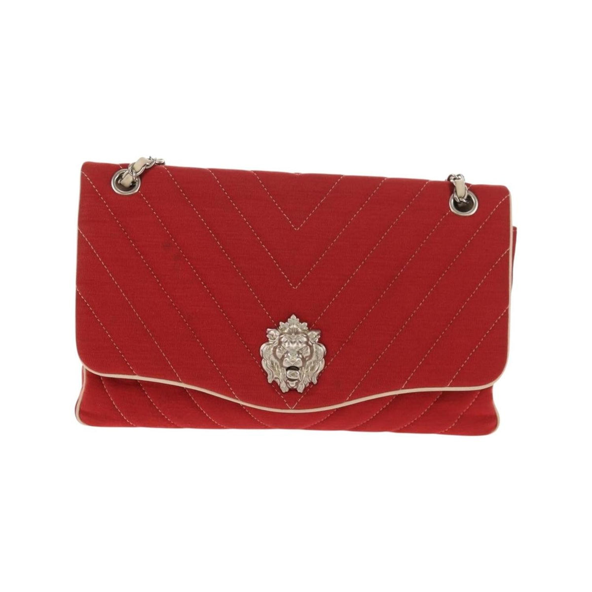 Chanel Leo Lion Medium Cotton Flap Shoulder Bag - Red