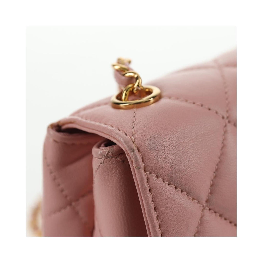 Sac Chanel Vintage Camellia Flap Bag Micro Cuir - Rose